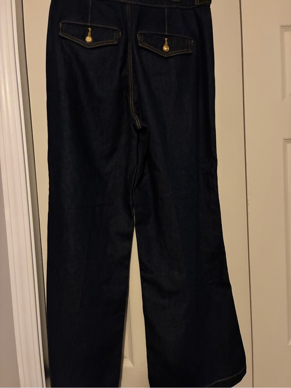 LOFT Dark Blue Wide-Leg Jeans with Gold Buttons *BOGO EQUAL OR LESS - Picture 2 of 7